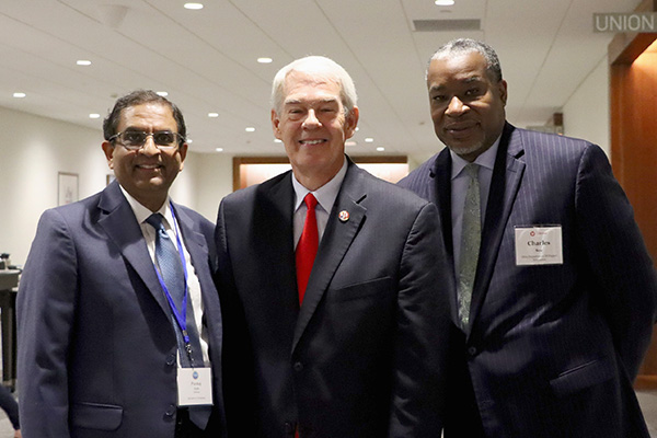 OARnet Executive Director Pankaj Shah, Ohio Department of Higher Education Randy Gardner, and ODHE Deputy Chief of Staff and Vice Chancellor for Strategic Partnerships and Educational Technology Charles See