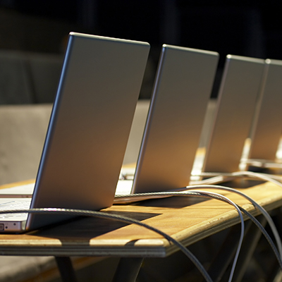 row of aptop computers